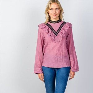 Vintage Style Blouse w/ Ruffle Detail